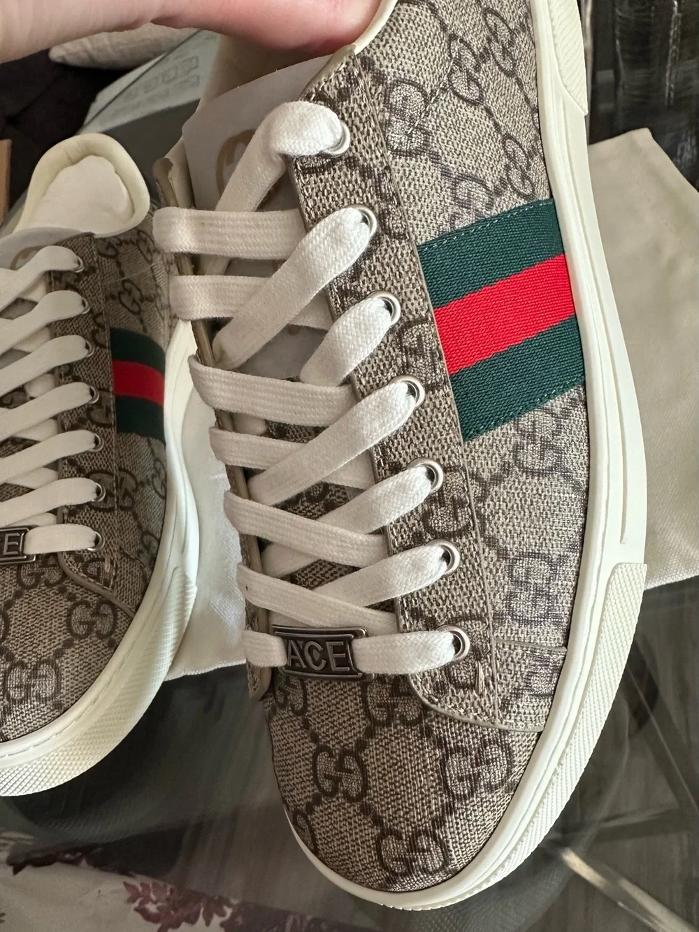 Women's Gucci Ace sneaker with Web Size 9
